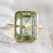 Load image into Gallery viewer, RESERVED: PAYMENT 2-3 OF 3: SALE!  Emerald cut 8.28ct prasiolite ring in 14k yellow gold