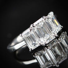 Load image into Gallery viewer, The Charlotte - 3 stone 3.03ctw lab grown emerald cut diamond ring in platinum