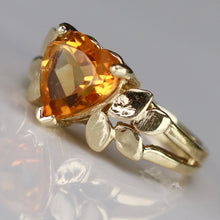 Load image into Gallery viewer, Citrine heart ring in 14k yellow gold