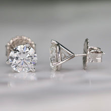Load image into Gallery viewer, MANOR ROYAL: Lab grown 4.50ctw certed E/VS1 Ideal cut Diamond studs in 14k white gold