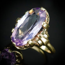 Load image into Gallery viewer, MEGA SALE!  Vintage oval Amethyst ring in yellow gold