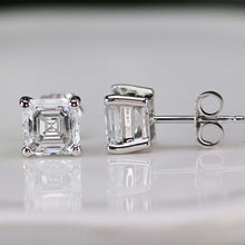 Load image into Gallery viewer, MANOR ROYAL: Lab grown 2.09ctw Asscher cut certed Diamond studs in 14k white gold