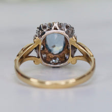 Load image into Gallery viewer, Synthetic blue spinel ring in yellow gold
