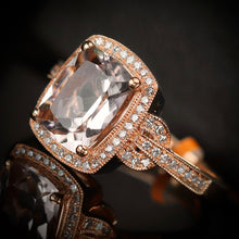 Load image into Gallery viewer, SPECIAL: Morganite and diamond ring in 14k rose gold by Effy