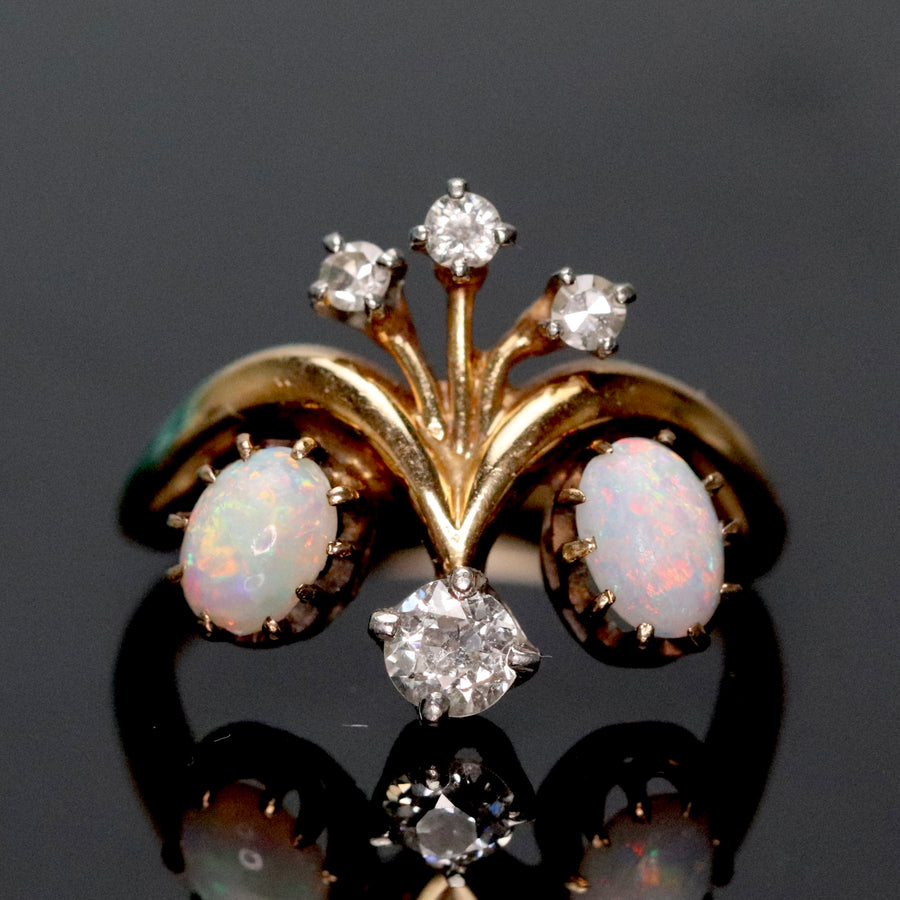 Vintage opal and diamond ring in 14k yellow gold from Manor Jewels