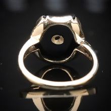Load image into Gallery viewer, Vintage onyx horseshoe ring in yellow gold from Manor Jewels