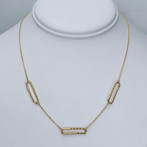 Paper clip station chain in 14k yellow gold