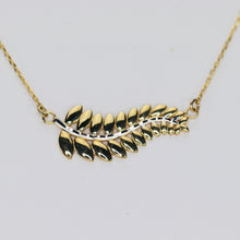 Load image into Gallery viewer, Two tone diamond cut leaf necklace in 14k