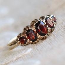 Load image into Gallery viewer, Vintage Garnet 5 stone band in yellow gold