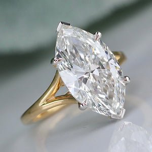 MANOR ROYAL: The Isla - 18k/Platinum 6.04ct Marquise lab grown diamond ring F VS1 with IGI report
