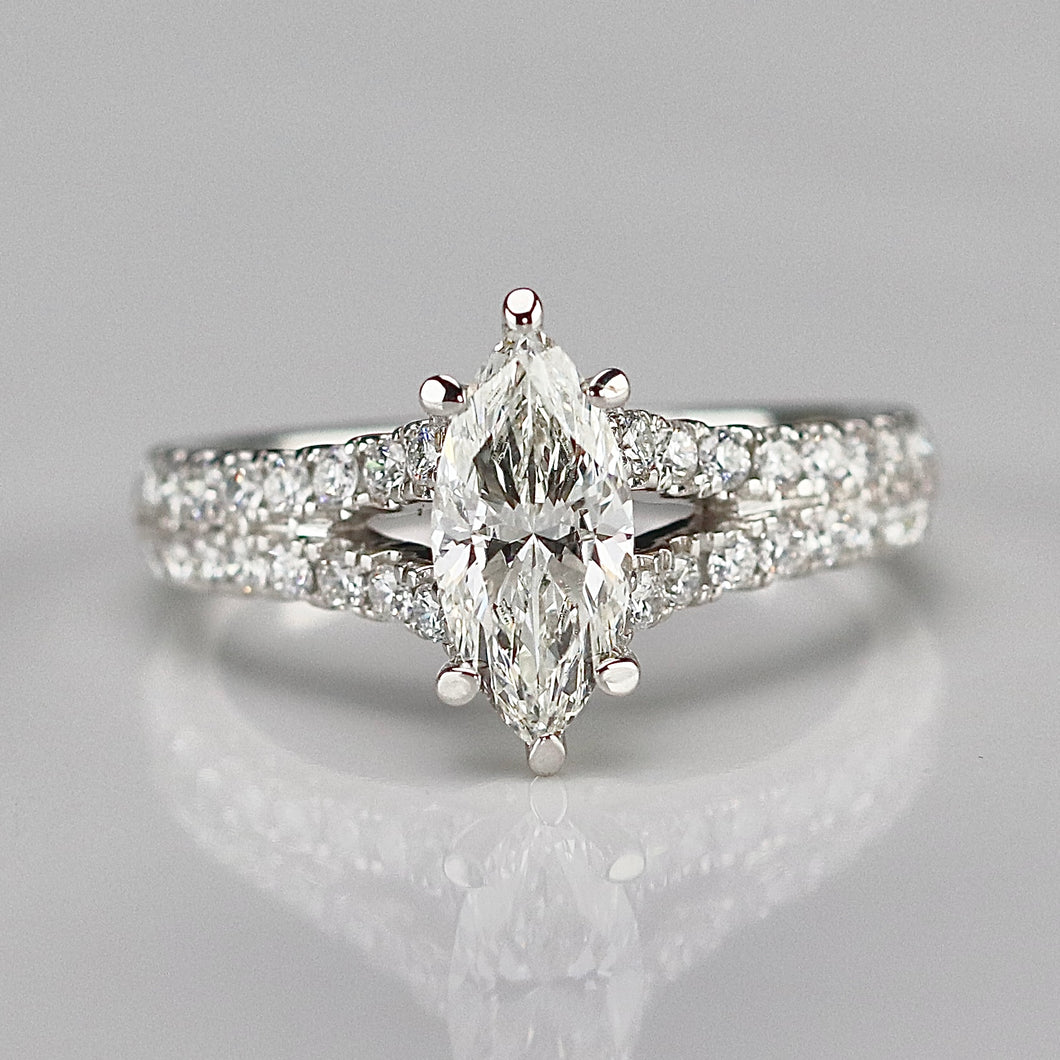 50% OFF!  Vera Wang Designer Lab Grown Marquise diamond ring in 14k white gold