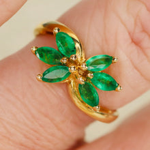 Load image into Gallery viewer, Vintage ring with emeralds in 14k yellow gold from Manor Jewels