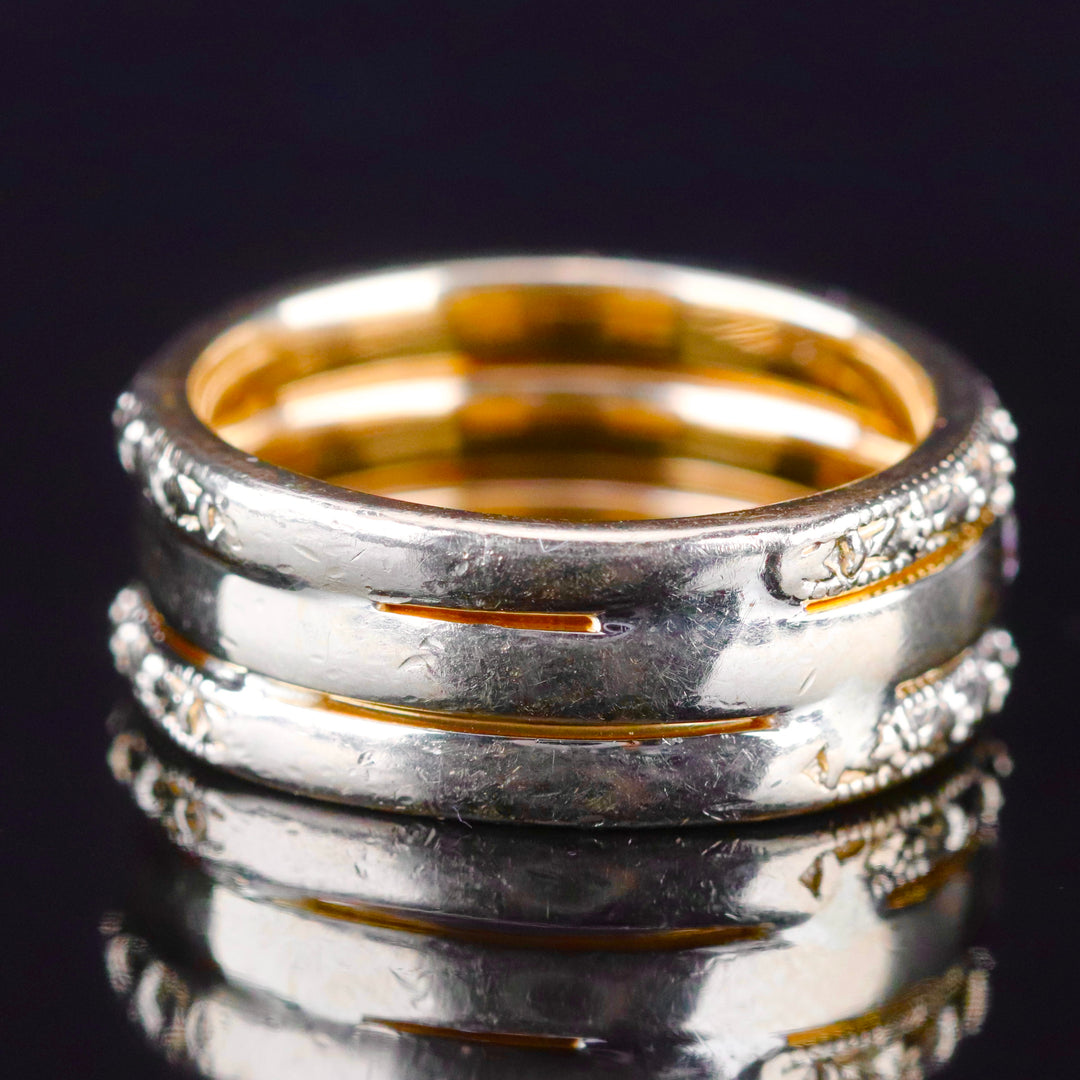 Estate wide diamond band in 14k yellow gold