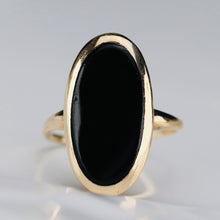 Load image into Gallery viewer, Oval black onyx vintage gold ring in yellow gold by Manor Jewels