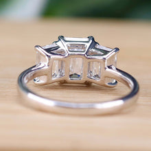 Load image into Gallery viewer, The Charlotte - 3 stone 3.03ctw lab grown emerald cut diamond ring in platinum