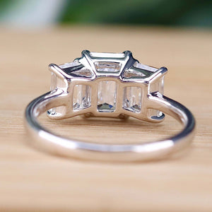 The Charlotte - 3 stone 3.03ctw lab grown emerald cut diamond ring in platinum