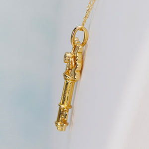 Heavy diamond key necklace in 18k yellow gold