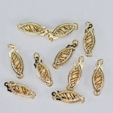 14k yellow gold pearl/bead fish hook clasp