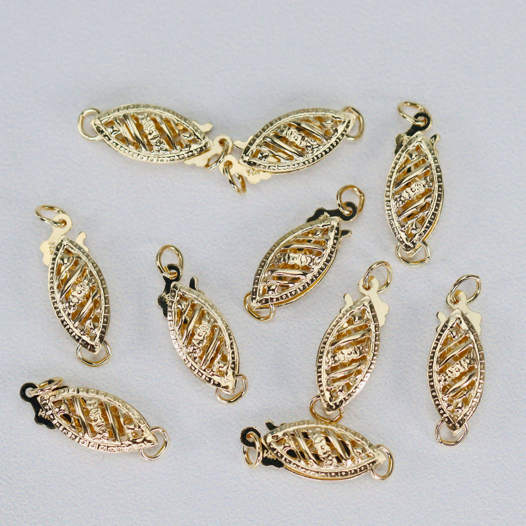 14k yellow gold pearl/bead fish hook clasp