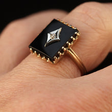 Load image into Gallery viewer, Vintage Onyx and diamond ring in yellow gold