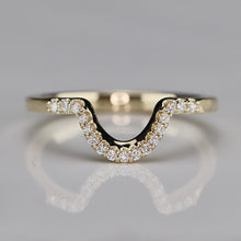 Load image into Gallery viewer, CUSTOM ORDER: Shaped wedding band with lab grown diamonds in 14k yellow gold