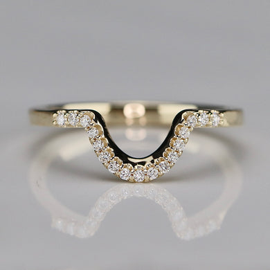 CUSTOM ORDER: Shaped wedding band with lab grown diamonds in 14k yellow gold