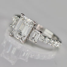 Load image into Gallery viewer, 50% OFF!  3ctw emerald cut lab grown diamond ring in 14k white gold