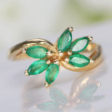 Load image into Gallery viewer, Vintage ring with emeralds in 14k yellow gold from Manor Jewels