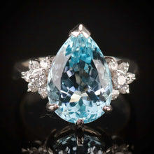 Load image into Gallery viewer, RESERVED: PAYMENT 1 OF 3: SPECIAL: Estate heirloom quality Aquamarine and diamond ring in platinum