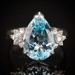 RESERVED: PAYMENT 1 OF 3: SPECIAL: Estate heirloom quality Aquamarine and diamond ring in platinum