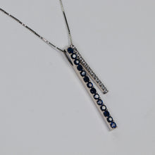 Load image into Gallery viewer, Blue and white lab grown sapphire necklace in white gold