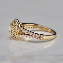 Load image into Gallery viewer, 50% OFF!  Double halo lab grown diamond ring in 14k yellow gold