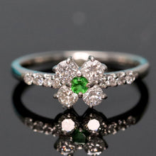 Load image into Gallery viewer, Estate tsavorite garnet and diamond ring in platinum