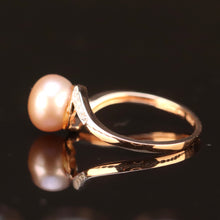Load image into Gallery viewer, Pink pearl and diamond ring in 14k rose gold