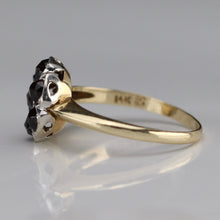Load image into Gallery viewer, Vintage rose cut Garnet cluster ring in 14 yellow &amp; white gold