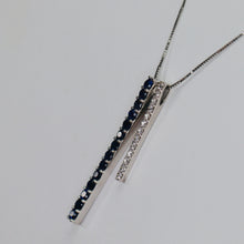 Load image into Gallery viewer, Blue and white lab grown sapphire necklace in white gold
