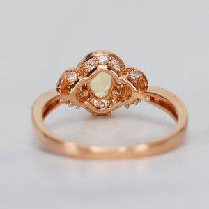 Yellow sapphire and diamond ring in 14k rose gold