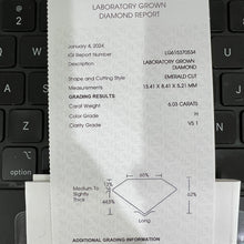 Load image into Gallery viewer, 6.03ct emerald cut lab grown solitaire diamond ring in 14k white gold