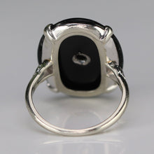 Load image into Gallery viewer, Oval vintage black onyx and diamond ring in white gold ring By Manor Jewels