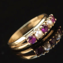 Load image into Gallery viewer, Vintage amethyst and pearl ring in yellow gold