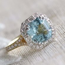 Load image into Gallery viewer, RESERVED: LAYAWAY PAYMENT 3 OF 20: 18k/platinum Aquamarine and diamond ring by David Klass