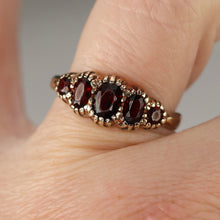 Load image into Gallery viewer, Vintage Garnet 5 stone band in yellow gold