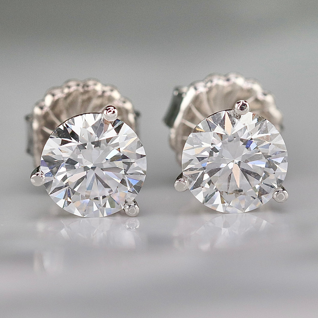 MANOR ROYAL: Lab grown 4.50ctw certed E/VS1 Ideal cut Diamond studs in 14k white gold