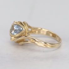 Load image into Gallery viewer, Synthetic pink sapphire and blue spinel in stunning setting of 14k gold