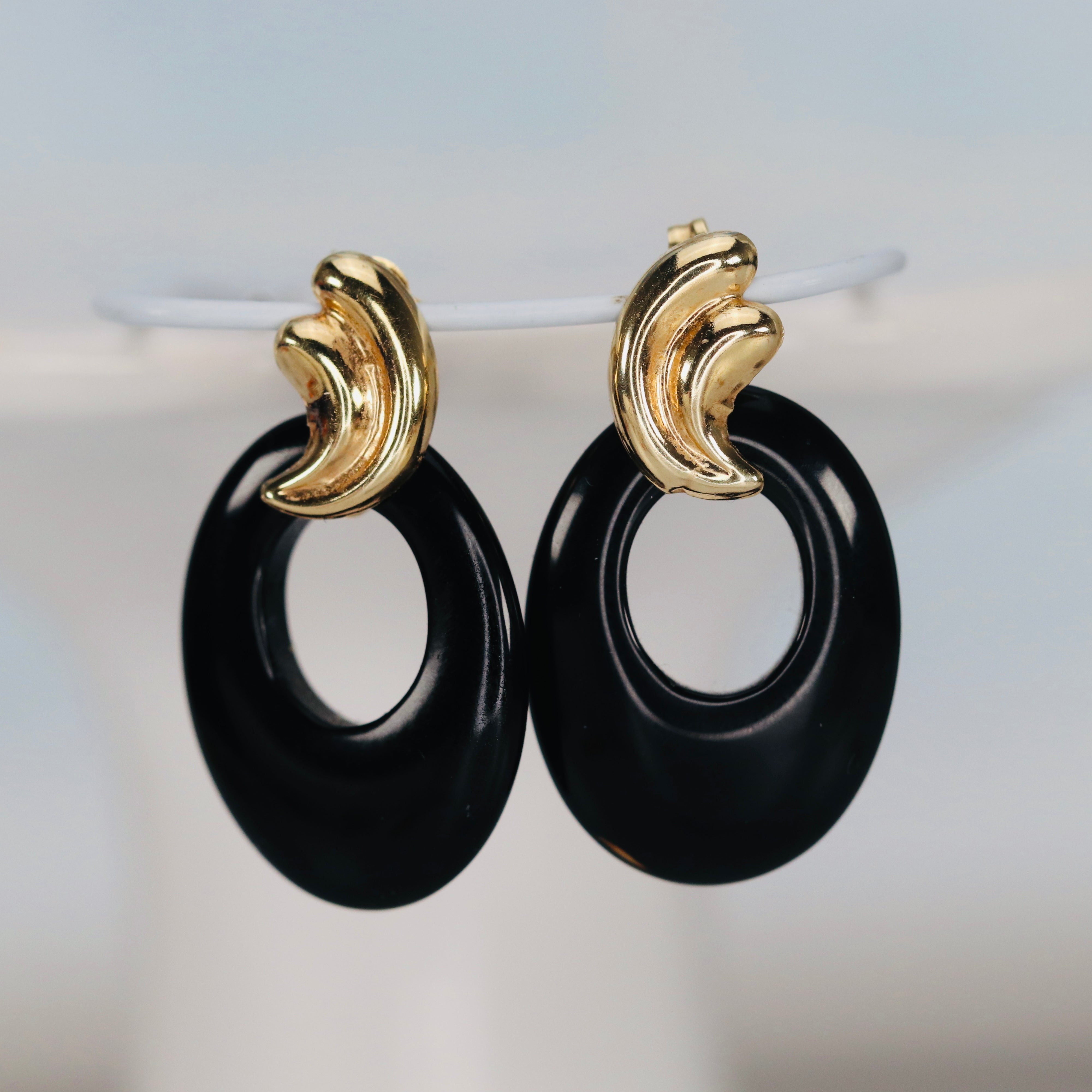 VTG 80s JPG GAULTIER Onyx Earrings 囘 - イヤリング