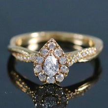 Load image into Gallery viewer, Pear shape diamond cluster ring in 14k yellow gold *onyx deal*