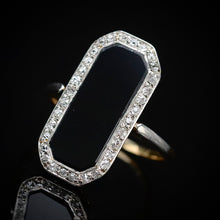 Load image into Gallery viewer, Edwardian antique elegant onyx and diamond vintage ring in yellow gold from Manor Jewels