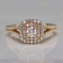 Load image into Gallery viewer, 50% OFF!  Double halo lab grown diamond ring in 14k yellow gold