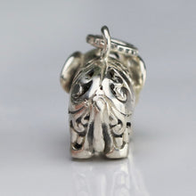 Load image into Gallery viewer, Vintage engraved puffed sterling silver elephant pendant