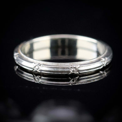 Vintage orange blossom band in 14k white gold
